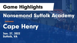 Nansemond Suffolk Academy vs Cape Henry Game Highlights - Jan. 27, 2022