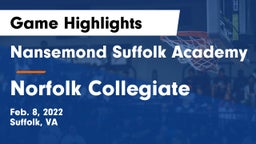Nansemond Suffolk Academy vs Norfolk Collegiate Game Highlights - Feb. 8, 2022
