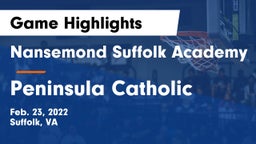 Nansemond Suffolk Academy vs Peninsula Catholic  Game Highlights - Feb. 23, 2022