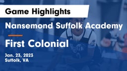 Nansemond Suffolk Academy vs First Colonial  Game Highlights - Jan. 23, 2023