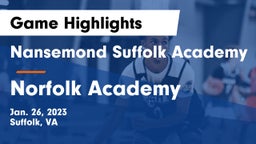 Nansemond Suffolk Academy vs Norfolk Academy Game Highlights - Jan. 26, 2023