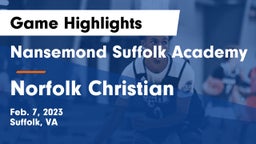 Nansemond Suffolk Academy vs Norfolk Christian  Game Highlights - Feb. 7, 2023