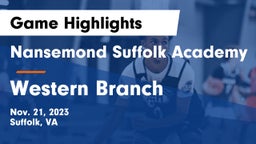 Nansemond Suffolk Academy vs Western Branch  Game Highlights - Nov. 21, 2023