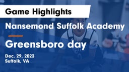 Nansemond Suffolk Academy vs Greensboro day Game Highlights - Dec. 29, 2023