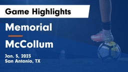 Memorial  vs McCollum  Game Highlights - Jan. 5, 2023