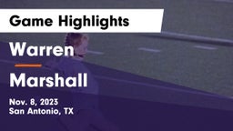 Warren  vs Marshall  Game Highlights - Nov. 8, 2023