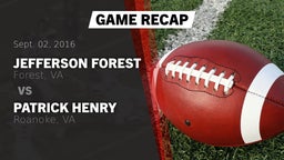 Recap: Jefferson Forest  vs. Patrick Henry  2016