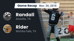 Recap: Randall  vs. Rider  2018