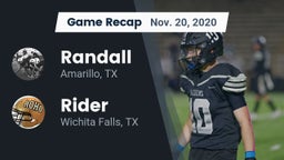 Recap: Randall  vs. Rider  2020
