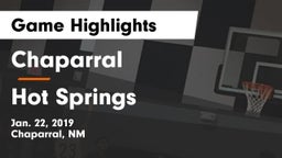 Chaparral  vs Hot Springs  Game Highlights - Jan. 22, 2019
