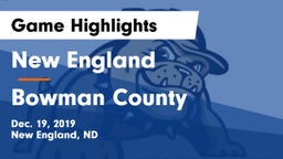 New England  vs Bowman County  Game Highlights - Dec. 19, 2019
