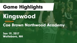Kingswood  vs Coe Brown Northwood Academy Game Highlights - Jan 19, 2017
