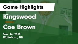 Kingswood  vs Coe Brown Game Highlights - Jan. 16, 2018