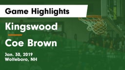 Kingswood  vs Coe Brown Game Highlights - Jan. 30, 2019