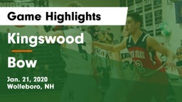 Kingswood  vs Bow  Game Highlights - Jan. 21, 2020