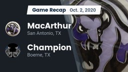 Recap: MacArthur  vs. Champion  2020
