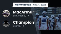 Recap: MacArthur  vs. Champion  2022