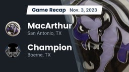 Recap: MacArthur  vs. Champion  2023