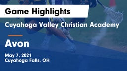 Cuyahoga Valley Christian Academy  vs Avon  Game Highlights - May 7, 2021