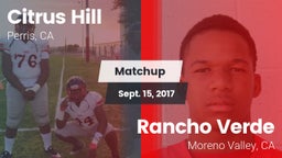 Matchup: Citrus Hill High Sch vs. Rancho Verde  2017