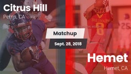 Matchup: Citrus Hill High Sch vs. Hemet  2018