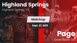Matchup: Highland Springs vs. Page  2019