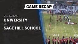Recap: University  vs. Sage Hill School 2015