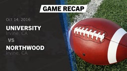 Recap: University  vs. Northwood  2016