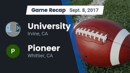 Recap: University  vs. Pioneer  2017