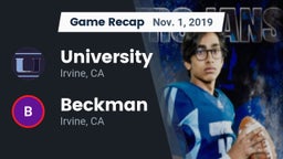 Recap: University  vs. Beckman  2019