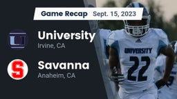 Recap: University  vs. Savanna  2023