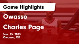Owasso  vs Charles Page  Game Highlights - Jan. 13, 2023