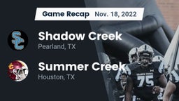 Recap: Shadow Creek  vs. Summer Creek  2022