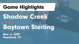 Shadow Creek  vs Baytown Sterling Game Highlights - Nov. 6, 2020
