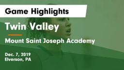 Twin Valley  vs Mount Saint Joseph Academy Game Highlights - Dec. 7, 2019