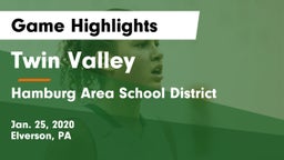 Twin Valley  vs Hamburg Area School District Game Highlights - Jan. 25, 2020