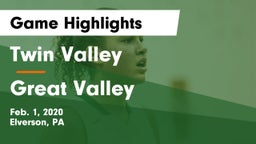 Twin Valley  vs Great Valley  Game Highlights - Feb. 1, 2020