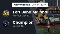 Recap: Fort Bend Marshall  vs. Champion  2019