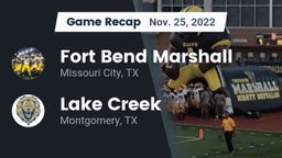 Recap: Fort Bend Marshall  vs. Lake Creek  2022