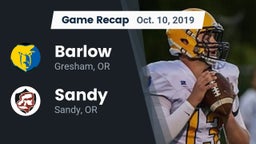 Recap: Barlow  vs. Sandy  2019