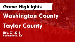 Washington County  vs Taylor County  Game Highlights - Nov. 27, 2018