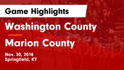 Washington County  vs Marion County Game Highlights - Nov. 30, 2018