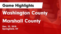 Washington County  vs Marshall County  Game Highlights - Dec. 22, 2018