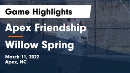Apex Friendship  vs Willow Spring Game Highlights - March 11, 2022