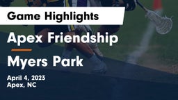 Apex Friendship  vs Myers Park  Game Highlights - April 4, 2023