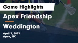 Apex Friendship  vs Weddington  Game Highlights - April 3, 2023