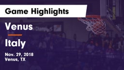 Venus  vs Italy  Game Highlights - Nov. 29, 2018