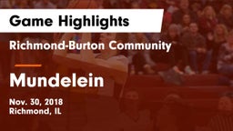 Richmond-Burton Community  vs Mundelein  Game Highlights - Nov. 30, 2018