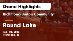 Richmond-Burton Community  vs Round Lake  Game Highlights - Feb. 21, 2019
