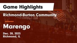 Richmond-Burton Community  vs Marengo  Game Highlights - Dec. 28, 2023
